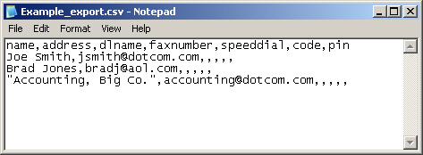 Example export text file